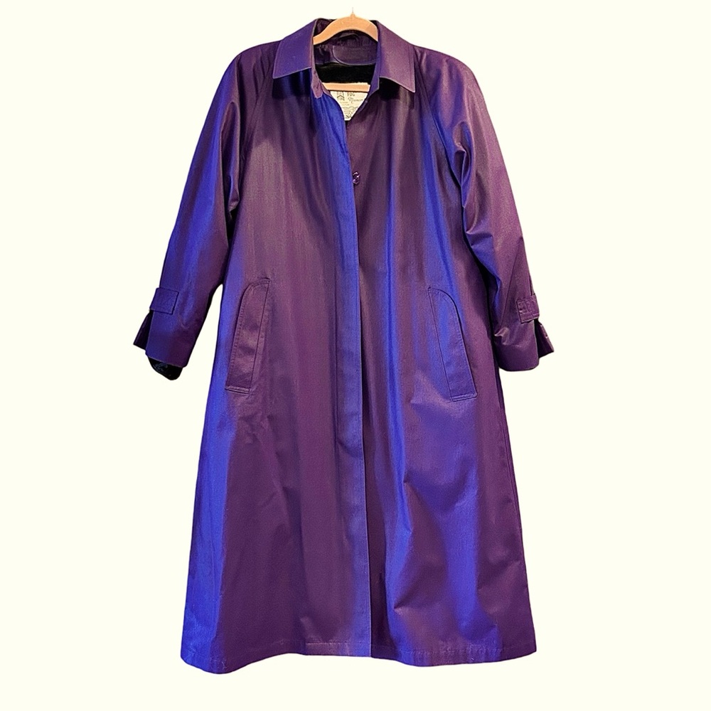 Vintage London Fog Womens Trench Coat Maincoats Classic Purple Size 10